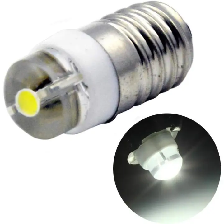Bombilla LED E10 DC 3 V 0,5 W 6000 K blanca 200 LM para linterna, tierra negativa (paquete de 1) - 1