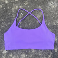 Sujetador De Yoga Para Mujer Color Sólido Suave Fitness Deportivo Con Four Strap Cross Back Y Padded Para Ejercicio En La Gimnasio - details 1