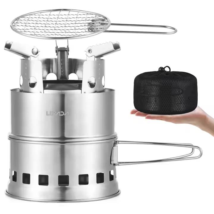 Estufa De Camping Portátil Para Sobrevivencia Quemando Madera Y Alcohol Para Excursiones Al Aire Libre Y BBQs Small Dual Fuel Camp Stove - 1