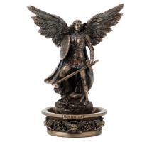 CAPRILO REGALOS & DECORACIÓN Figura Decorativa Mitológica de Resina "Arcángel San Miguel con Espada y Escudo". Adornos y Esculturas. Decoración Hogar. Regalos Originales. 10 x 8 x 19 cm - details 0