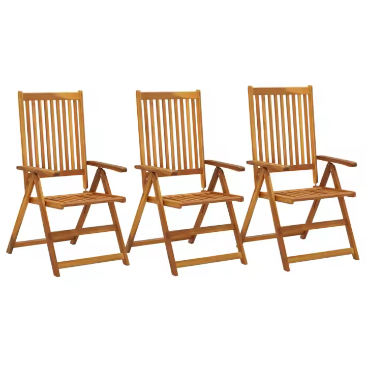 vidaXL Sillas de jardín reclinables madera maciza de acacia Set de 2/3 - 1