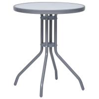 vidaXL Mesa de jardín de acero y vidrio 60 cm en color Gris claro/Negro | estructura resistente ideal para salón dormitorio o estudio - details 0
