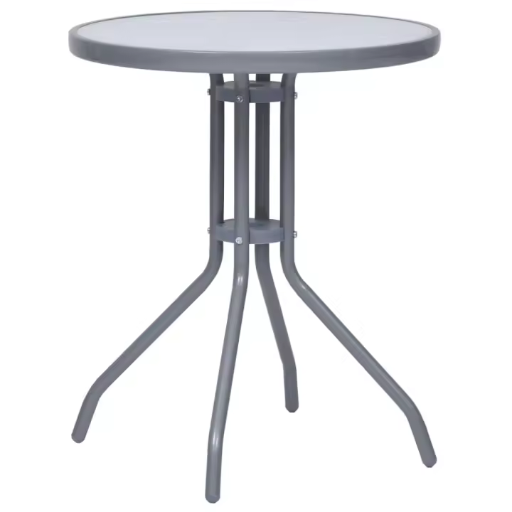 vidaXL Mesa de jardín de acero y vidrio 60 cm en color Gris claro/Negro | estructura resistente ideal para salón dormitorio o estudio - 1