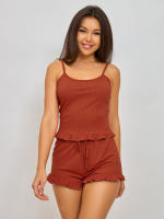 Conjunto De Pijama Para Mujer Ropa De Dormir Cómoda De Algodón Sintético Con Estilo Sexy Top De Hombros Y Shorts Shorts De Verano Casual Para El Hogar - details 8