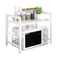 LUTODY - Estantería microondas multifuncional extensible, 2 niveles, Metal, Con ganchos auxiliar, Organizador, Tostadora, Impresora, Escáner para hogar, Casa, Oficina, Despacho, Multiuso - details 2