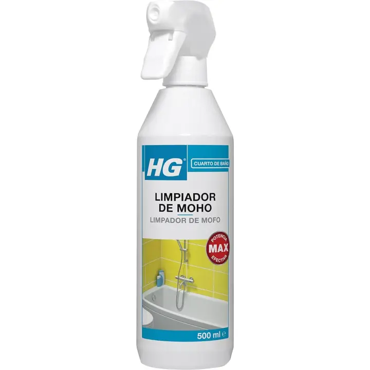 HG Limpiador de Moho, Spray Antimoho Eficaz, Elimina Manchas de Humedad y Moho de Paredes, Azulejos, Sellos de Silicona y más - 500ml - 1