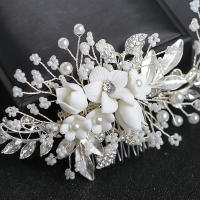 Peine De Flor De Perla Para Mujer Accesorio Elegante De Cabello Para Boda Joyería De Cabeza De Aleación De Zinc Plata - details 4