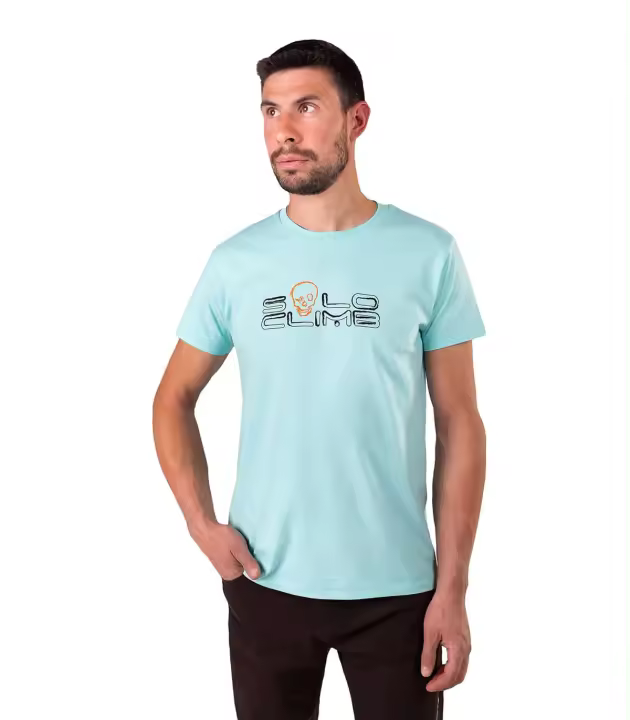 Camiseta de Algodón para Hombre Solo Climb - L , Azul - 1