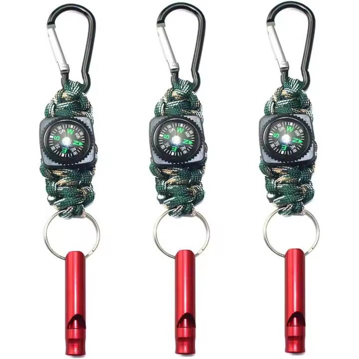 LLavero de supervivencia paracord llavero de supervivencia con brújula llavero con mosquetón y silbato pulsera de supervivencia multifuncional para acampar y otras actividades al aire libre 1 PCs - 1