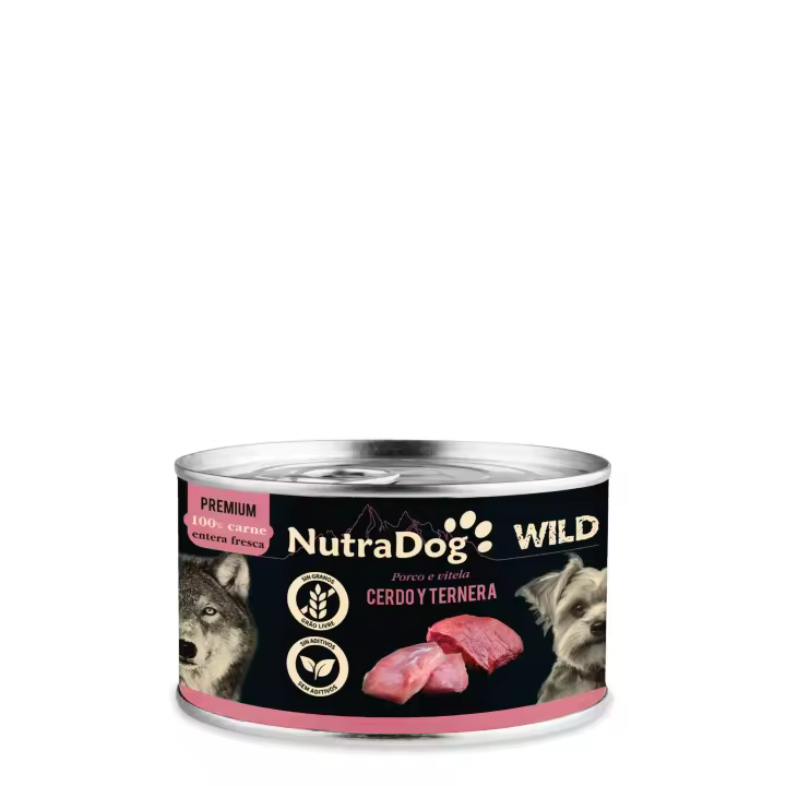 Lata de cerdo y ternera para perros NutraDog WILD PREMIUM 200g 15 LATAS - 1
