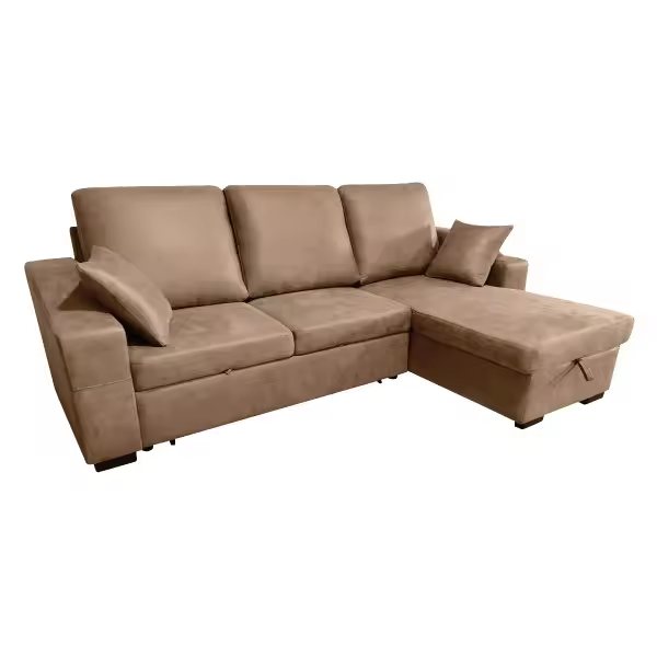Chaiselongue cama Corea con arcón abatible. Tapizado en tela Nolia en dos colores diferentes. - 1