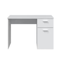 Meimon Mesa de escritorio JUST con 1 cajón y 1 puerta, tablero melaminizado E1 (15 mm), cantos PVC 0,6 mm, cajón MDF lacado, guías metálicas, tirador ABS blanco, 73x108x50 cm, peso máximo mueble 25 kg, cajón 5 kg, Blanco Ark - details 0