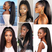 Extension De Cabello Sintético Textura Africana Kinky Con Clip Ponytail Alrededor De 18 Pulgadas Fibras Resistentes a Altas Temperaturas - details 0