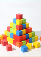 Juego De Bloques De Cubo De Madera Colorido Para Niños 50 Piezas Tablero De Juego De Superficie Y Altura Regalo Educativo Para Niños Aged 4-12 - details 1