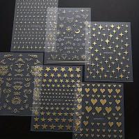 Pegatinas De Uñas 3D Metálicas Plateadas Y Doradas Estrella Disipada Adornos Para Manicura Arte De Uñas Decoración Y2K Tiras De Uñas Encanto - details 8