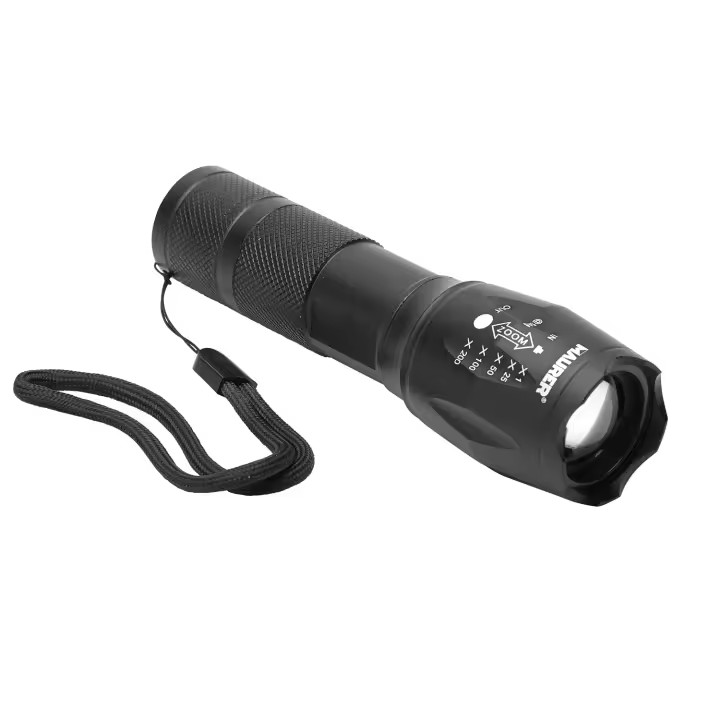 SANCO STORE - MAURER Linterna LED De Mano Metalica A Pilas (3 AAA) 300 Lumenes 5 Watt. Con Función Zoom - 1