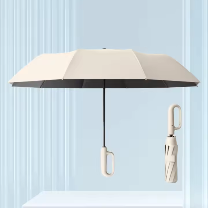 Paraguas Automático De Alta Gama With Mango De Cierres Vinilo Protección Contra Lluvias Y Sol Canvas De Nylon 190T plegable en Tres Secciones - 1