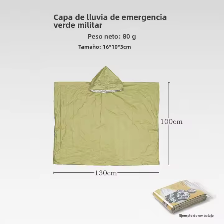 Poncho De Lluvia De Emergencia Con Gorro Resistente Al Clima Para Hombres Y Mujeres Ropa De Sobrevivencia Para Camping Y Senderismo Kit De Suministros De Emergencia - 1