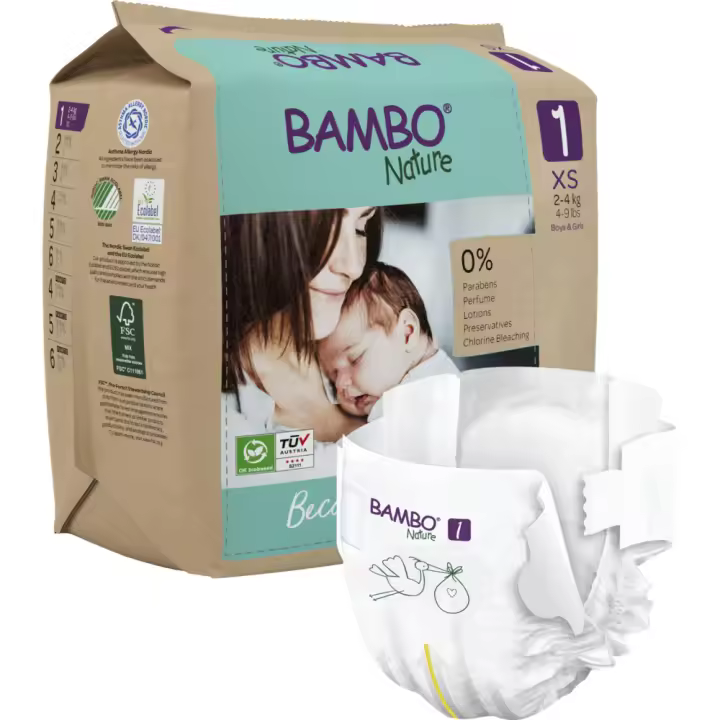 Pañales Bambo Nature - Pack Mensual - Ecológicos Transpirables Doble Barrera Contra Fugas - 1