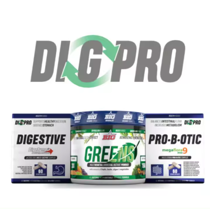 DI - G - PRO de Big  COMPLEJO DIGESTIVO + GREENS + PROBIÓTICO Pack de 3 productos -Digestive + Greens + Pro b otic - 1