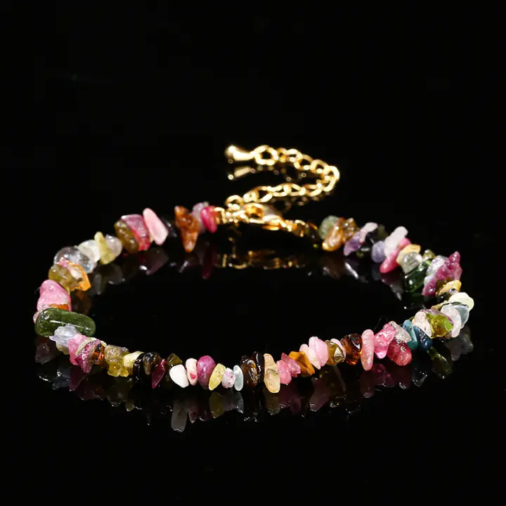 Pulsera Ajustable De Piedra Natural Tourmalina Para Mujer Joyería Moda Pulsera De Cuentas Con Cadena De Afortunado Regalo De Yoga Chakra - 1