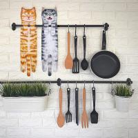Divertidos Gatos Toalla de Mano-Decoración Gato Toalla Colgantes para Baño Trapos de Cocina-Animal Absorbente Suave Toallas-Regalos Graciosos para Originales Mujer Amantes de Los Gatos-Acelgas - details 5