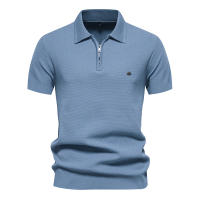 POLO de punto con solapa para hombre, versátil, Color sólido Simple, manga corta, talla europea, novedad de verano 2024 - details 3