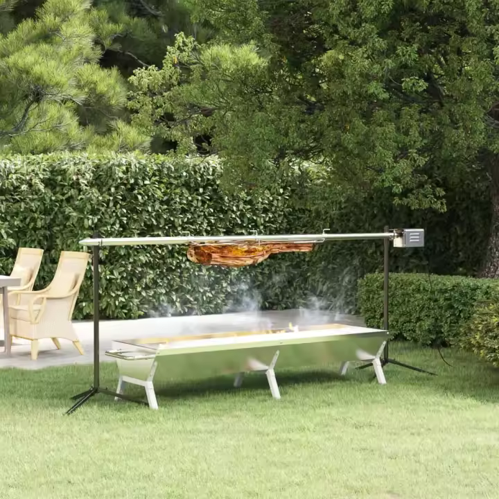 vidaXL Bandeja para barbacoa acero inoxidable plateado 158x42x31 cm - 1
