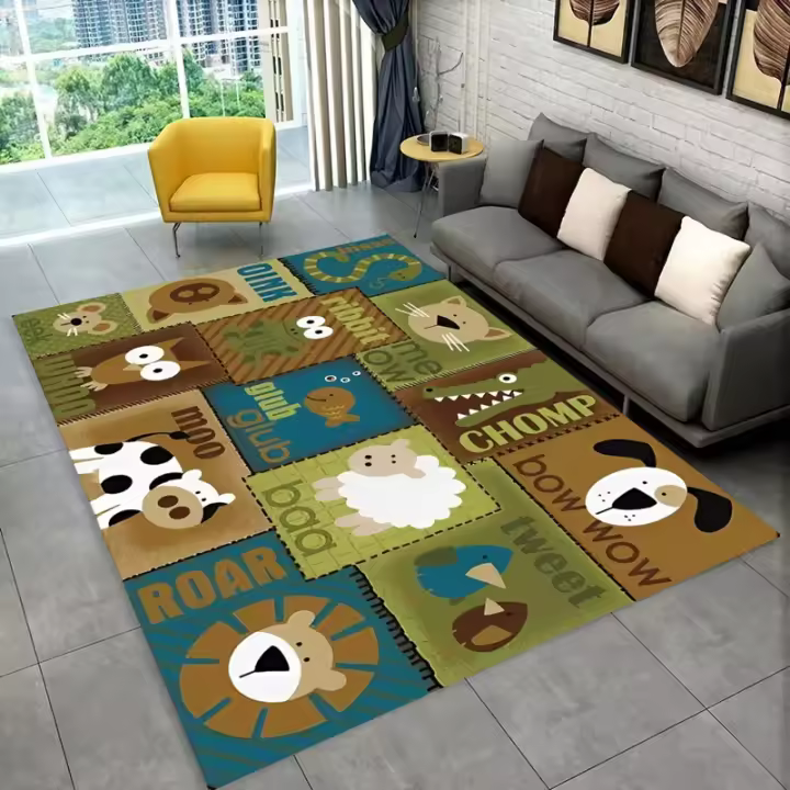  Alfombra Infantil ABC Dibujos Animados Para Decoración De Dormitorio Sala De Estar Pasillo No Eslipiente Para Hotel Sofa Mesa De Café Alfombras De Área - 1