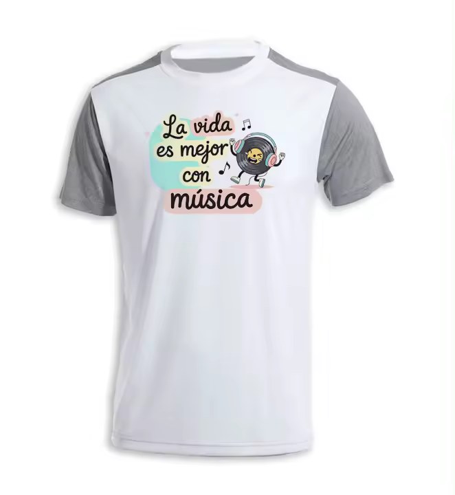 MERCHANDMANIA CAMISETA bicolor frase graciosa musica vida motivacion kpop tshirt - 1