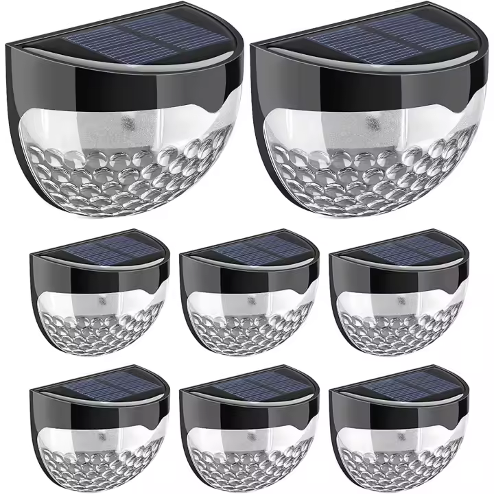 Luces solares para cercas | Lámpara decorativa para jardín | Aplique LED de pared para exteriores, inalámbrico, impermeable, decoración del hogar | (Paquete de 8) - 1