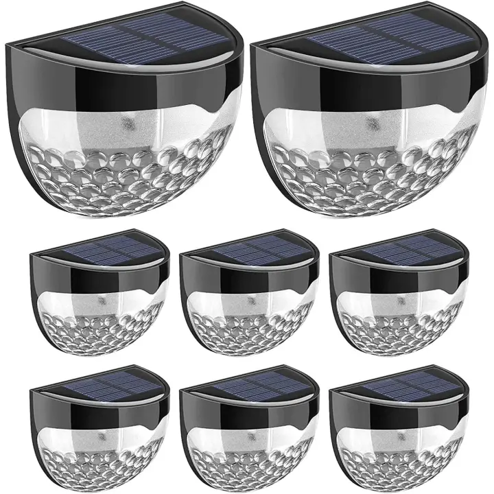 Luces solares para cercas | Lámpara decorativa para jardín | Aplique LED de pared para exteriores, inalámbrico, impermeable, decoración del hogar | (Paquete de 8) - 1
