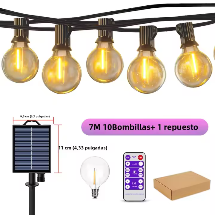 Luces Solares De Cadena G40 Para Patio Con Bombillas LED Inalámbricas Y Resistente Al Viento Para Jardín Bistró Luz Solar Exterior IP44 Dimmable - 1