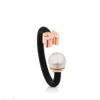 Braided open ring for girls, fashionable design, adjustable ring, sterling silver ring for women, bear and pearl design, versatile, size open 53/56mm - details 4