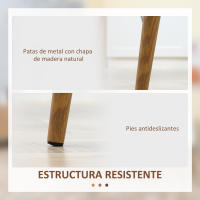 HOMCOM Pack de 4 Sillas de Comedor Sillas de Cocina con Respaldo Alto y Patas de Metal para Salón 45x52x85,5 cm Blanco y Natural - details 10