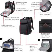 Mochipa expandible para ordenador portátil de 17 pulgadas para hombre, Bolsa impermeable para Notebook, mochipa Escolar USB - details 2