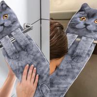 Divertidos Gatos Toalla de Mano-Decoración Gato Toalla Colgantes para Baño Trapos de Cocina-Animal Absorbente suave Toallas-regalos Graciosos Para Originales Mujer Amantes de Los Gatos-Corto Azul - details 4