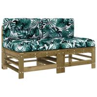 vidaXL Sofás centrales con cojines 2 uds madera maciza de pino Pino natural, Pino blanco, Pino gris Conjunto Terraza Muebles Jardín Exterior Juego de Muebles de jardín Mueble Jardín Exterior Muebles de Salon Exterior - details 1