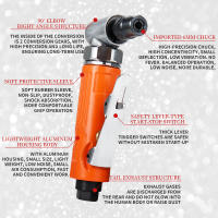 Mini Polidor De Ángulo 90 ° 1/4" Máquina De Grabado Pneumática Para Pulido Y Molienda Con Disco De Arena Y Abrazaderas Rotativas De Abrasivos - details 1