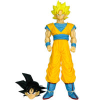 Figura De Anime Dragon Ball Z 30cm Son Goku Super Saiyan Kakarotto Con 2 Cabezas PVC Muñeca Coleccionable Regalo Para Jóvenes - details 0