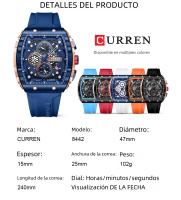 Reloj De Pulsera CURREN De Negocios Con Dial Grande Y Cuadrado Deportivo Cuarzo Correa De Silicona Manos Luminosas Resistentes Al Agua - details 3