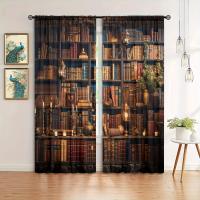 2pcs Cortina De Ventana Para Decoración De Hogar Estilo Edad Media Impresión Con Libros Tratamiento De Ventana Para Dormitorio Oficina Cocina Sala De Estar Material 100% Poliéster - details 7
