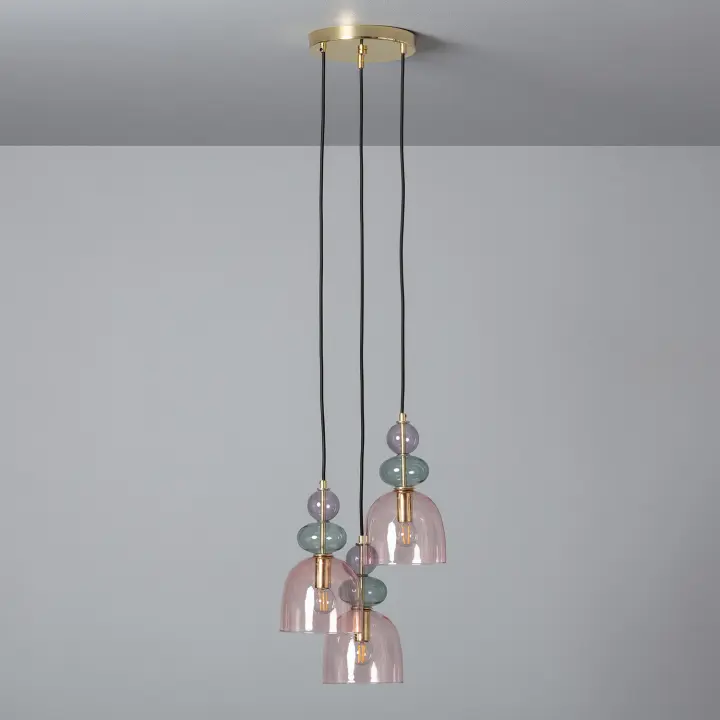 Ledkia Lámpara Colgante Metal y Cristal Tri Baudelaire - 1