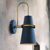 Luz de pared de cuerno de colores, lámpara de pared de metal E27 moderna nórdica, lámpara de pared de latón de estilo industrial para restaurante pasillo dormitorio sala de estar-azul - details 0