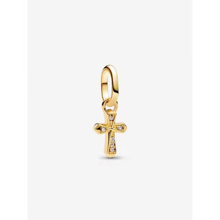 Pandora - Charm Colgante mini with brilliant Cruz-Baño de Oro de 14K - 1