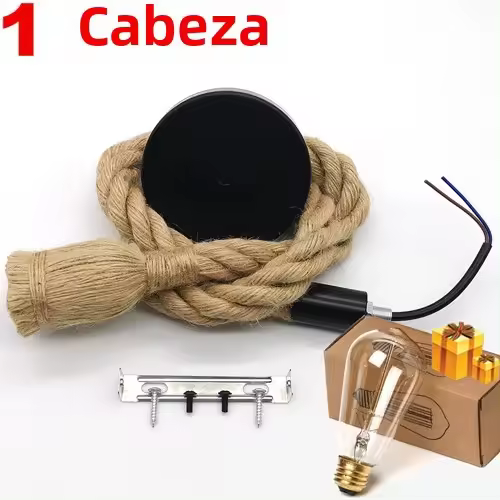 Lámpara Colgante De Hemp Retro E27 Para LED AC90-260V Vintage Para Decoración De Hogar Y Loft Soporte Incluido Certificación Ce CCC - 1
