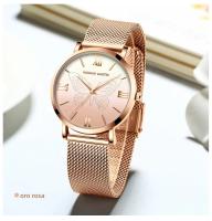 Reloj De Cuarzo Para Mujer Hannah Martin Diseño Original Con Mariposa 3D En Oro Rosa Cuerda De Acero Inoxidable Resistente Al Agua Y Al Choque - details 15