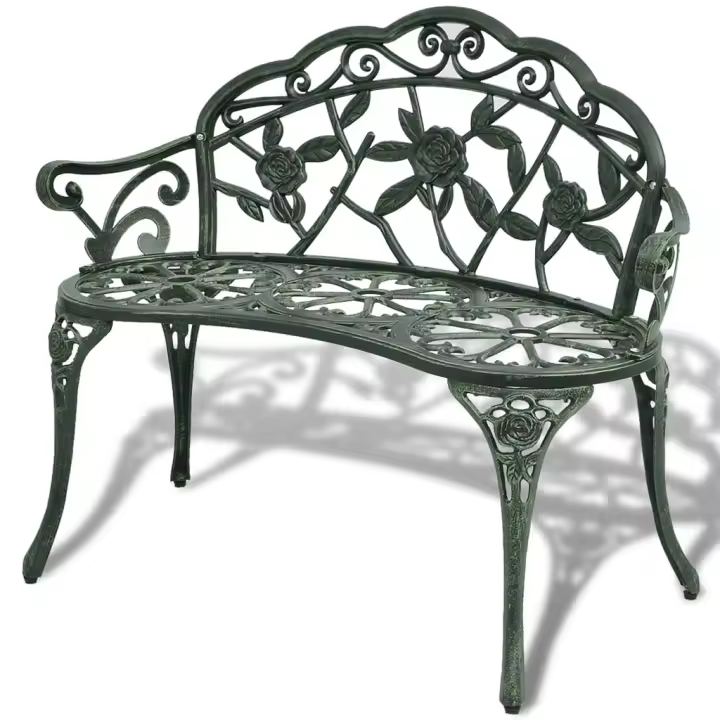 vidaXL Banco de bistró aluminio fundido 100 cm en color Bronce/Verde/Blanco y más - 1