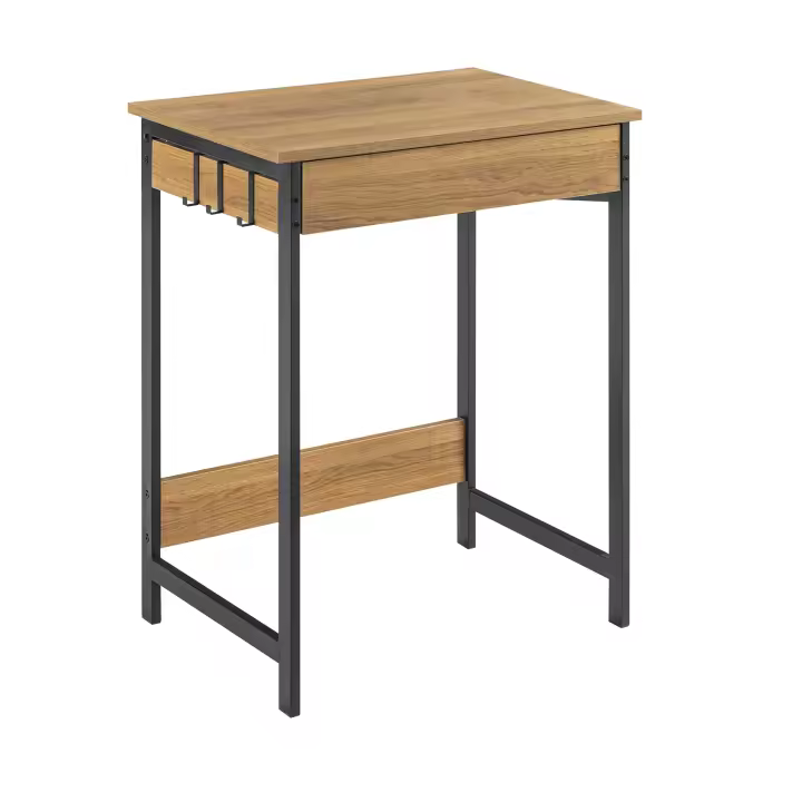 SoBuy FWT43-N Escritorio con Un Cajón y 3 Percheros Mesa de Ordenador de Estilo Industrial 60x40x77 cm ES - 1