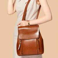 Mochila De Cuero Genuino Para Mujer Bolsa De Hombro Cruzada Estilo Escolar Con Capacidad Para Portátil Bolsas Mensajeras - details 16